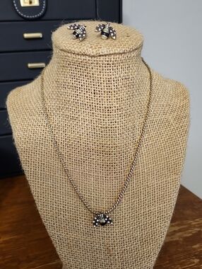 Banana Republic Gold and Black Crystal Bee Necklace & Earrings